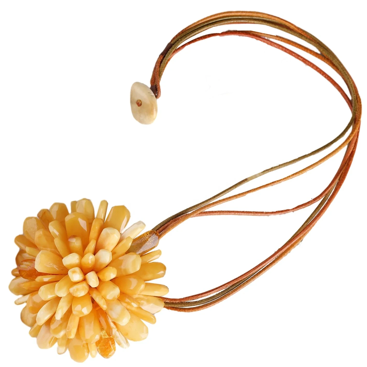 Deryaya Baltîkê ya xwezayî ya neoptîmîzekirî Chicken Fat Yellow Amber Flower Gerdane Brooch Double Wear 1