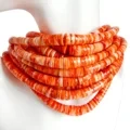 Smooth Spiny Oyster Shell Beads Natural Ganuine Native Tube Shape Orange Color Beads 16 Inches Per Strand Shell Beads 1
