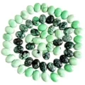 11mm i-Variscite Beads Lelona litye leNdalo eliGemstone eliBuhlaza eliOvali eliKhululekileyo Amaso aLuhlaza eNdalo aMahle aluhlaza kunye namaso aLitye anqabileyo amnyama 1
