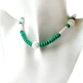 រូបរាងបំពង់ Turquoise ធម្មជាតិ និងពណ៌ផ្កាឈូកសែល Dainty Necklace ថ្មខ្លីកម្លាំងបង្វិលជុំសម្រាប់អំណោយ 1