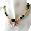 Agate Pango me te Bumblebee Roundle me te Turquoise Mauriuri i hangaia e te ringa kohatu kohatu pono tahei Unisex Choker mo te koha 1