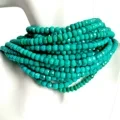 Vintage Faceted Roundel Shape 6mm Turquoise Beads Natural Blue-green Turquoise Beads Length 16 1