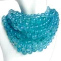 Genuine Aquamarine Smooth Round 5mm To 13mm Milky Bule Aquamarine Beads Jewelry Necklace 16 Strand 1
