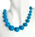 4mm To16mm Blue Compress Turquoise Round Smooth Beaded Necklace For Men And Women Statement Handmade Choker 1