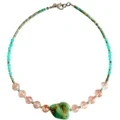ធម្មជាតិ Turquoise Amazonite Sakura Onyx ជាមួយនឹង Pendant Turquoise រាងឥតគិតថ្លៃ 16 អ៊ីញ អំណោយសម្រាប់នាង 1