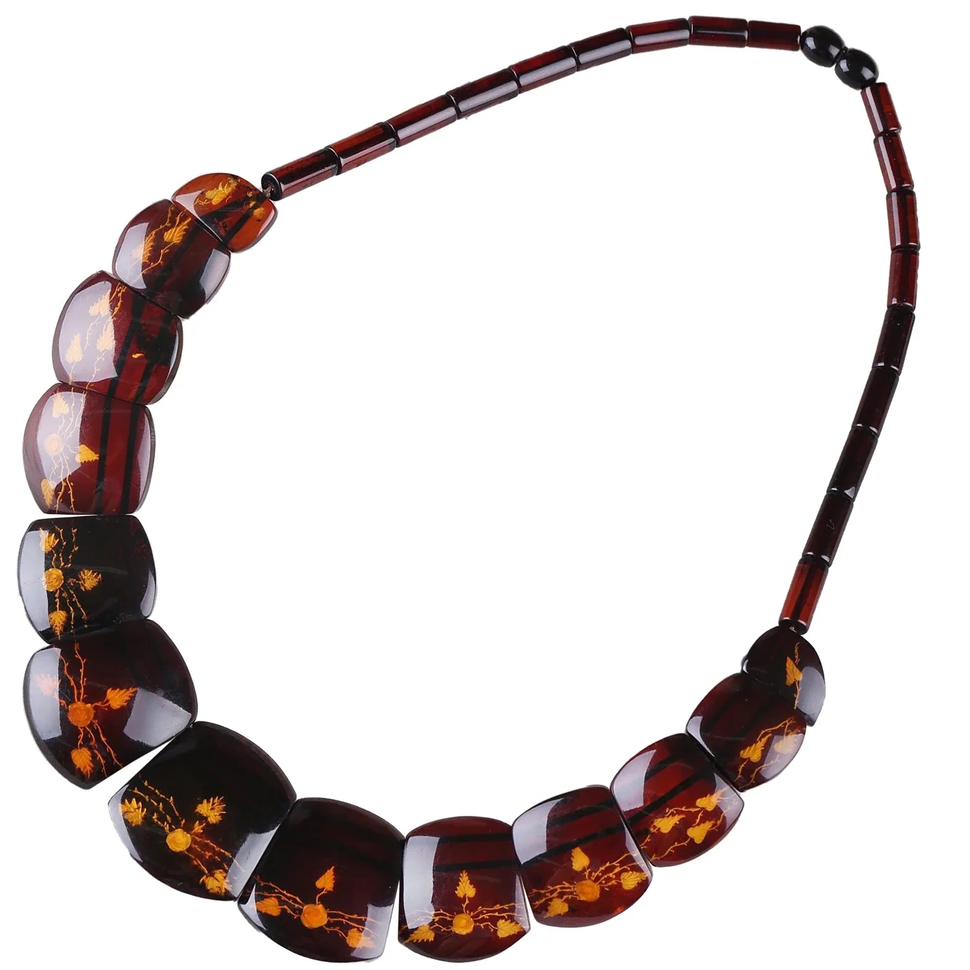 Brown Red Amber Bead Necklace For Men- Simple Necklace For Everyday Casual Wedding Travel Fashionable Jewelry 1