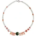 Natural Turquoise And Orange Spiny Oyster With Green Ghost Phantom Quartz Pendant Fashionable Simple Necklace 1