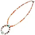 Spiny Oyster With Natural Turquoise And 9mm Black Ghost Phantom Quartz Gemstone Necklace Gift For Women 1