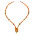 Ostra espinosa de color turquesa i taronja natural amb penjoll d'ambre, collaret de moda, joieria de pedres precioses, regal per a ella 1
