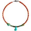 4mm-6mm Orange Spiny Oyster With Free-shape Natural Turquoise Pendant Necklace Healing Choker Gift For Her 1