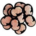 Oval Black Onyx And Pretty Pink Shell Maiden Cameo High Quality Genuine Gemstone For Jewelry Bracelet Necklace Making Diy 1