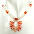 Natural White Shell Spiny Oyster Shell Necklace 6mm Disc Bead Orange White Choker 1