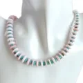 Natural Turquoise And Pink Spiny Oyster 16inch Necklace Western Jewelry Southwestern Necklace Short Necklace Beaded Choker 1