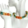 Natural Turquoise Bumble Bee And Amber Pendant Necklace Bracelet Set Handmade Fashionable Jewelry Set Gift For Her 1