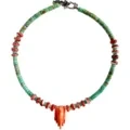 Natural Turquoise And Red Spiny Oyster Smooth Beads With Orange Pendant Summer Necklace Gift For Her 1