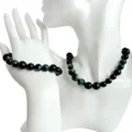 Kalung Mata Harimau Biru Hitam 10mm-12mm Kalung Manik Mata Harimau Licin Semulajadi Perhiasan Mata Harimau 1