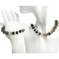 Green Ghost Phantom Quartz Gelang sareng Kalung Pikeun Awéwé Kristal Alami Gelang Manik-manik Kado Ulang Tahun Dainty 1