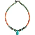 Orange Spiny Oyster Shell Turquoise Navajo Занҳо Гарданбанди Spy Oyster and Composite Turquoise Brick Bricked Bricked choker 1