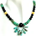 Kalung Batu Akik Hitam Turquoise Asli Loket Biru Turquoise Kalung Batu Asli Perhiasan Choker Hadiah Batu Permata Untuk Wanita 1