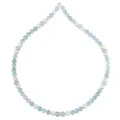 Kalung Mutiara Aquamarine Biru Milky Aquamarine Manik Bulat Licin Aquamarine Perhiasan Hadiah Buatan Tangan Untuk Wanita 1