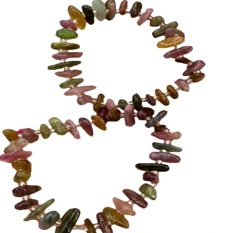 Pulsera de turmalina arcoíris natural pulsera curativa para mujer pulsera de ansiedad 1