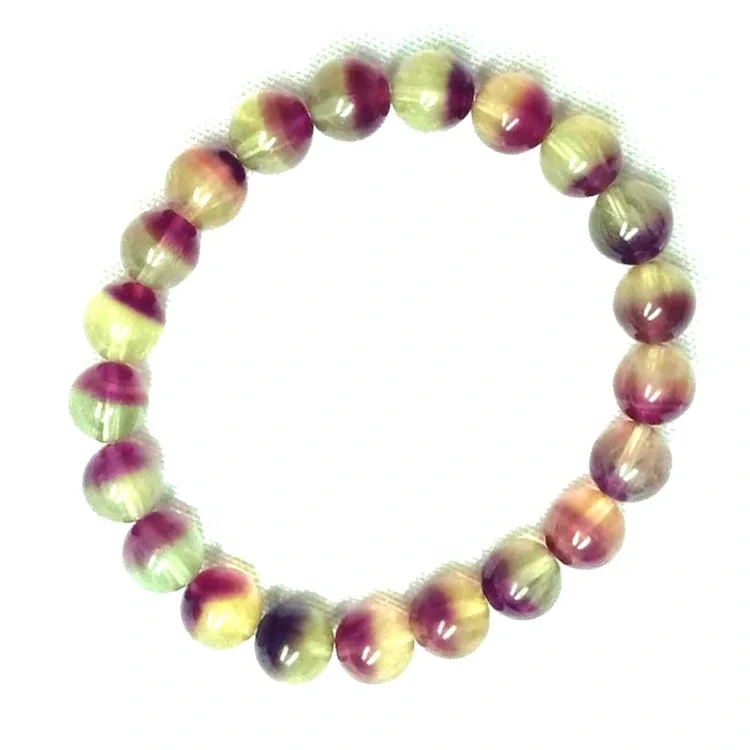 Kūpee Paʻipaʻi ʻO Fluorite Crystal Bead Kūpeʻe Paʻa Paʻa Paʻa Ka lōʻihi 18cm Nui 10mm 1