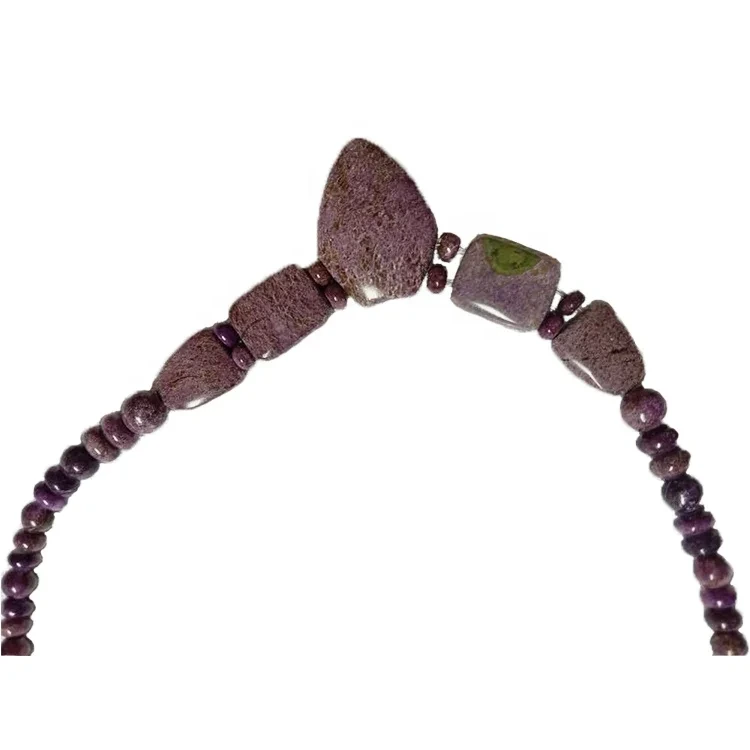 Tabiiy go'zal Charoite marjon marjon zargarlik buyumlari xotini uchun uzunligi 16 dyuymli o'lchami 5-24 mm 1