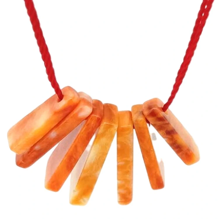 Geulis Spiny Oyster Gemstone Bentuk Trapezoid Perhiasan Kalung Oranyeu Spiny Oyster Beads 1