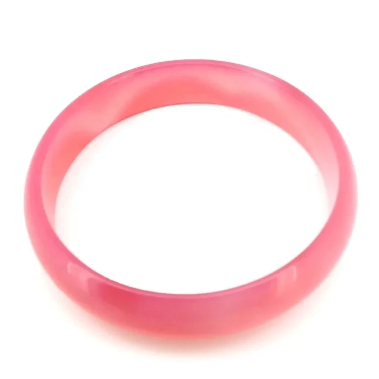 Joyería Natural, piedra preciosa de ágata rosa, brazalete para mujer y hombre, el mejor regalo, 53-63mm 1