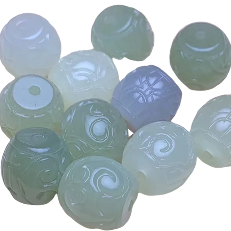 Мода зебои табиӣ маҳтобӣ мудаввар Nephrite кандакорӣ Bead1 1