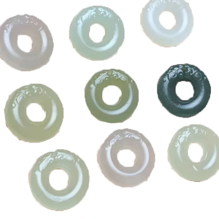 Lucky Donuts Peace Buckle pyès monnen Nephrite kolye 1