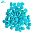 6 Mm * 8 Mm Alami Turquoise Cabochon Telur Berbentuk Manik-manik Longgar untuk Perhiasan Membuat Desain Fashion Batu Biru Cantik 1