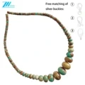 Manik-manik Turquoise Roundle Alami Kalung Pantun Item Cocog sareng Asesoris Trendi Pasihan Kado Anu Pangsaéna Ka Babaturan 1