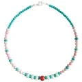Alami Turquoise Roundle Beads Mop Jeung Pink Putri Spiny Oyster Manik Halus Handmade Kalung Hadiah Pikeun Awéwé 1