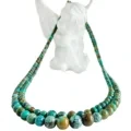 Alami Turquoise Roundle Beads Double Strand Kalung Pribadi Kalung Beaded Choker Pikeun Awéwé 1