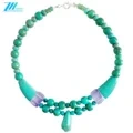 Natural nga Turquoise Smooth Beads Uban sa Jasper Beads Ug Purple Fluorite Fluorspar Gemstone Handmade Alahas 1