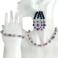 Black Onyx iyo Charoite oo leh Larimar Tayada Sare ee Genuine Gemstone Set Jewelry Handmade 1