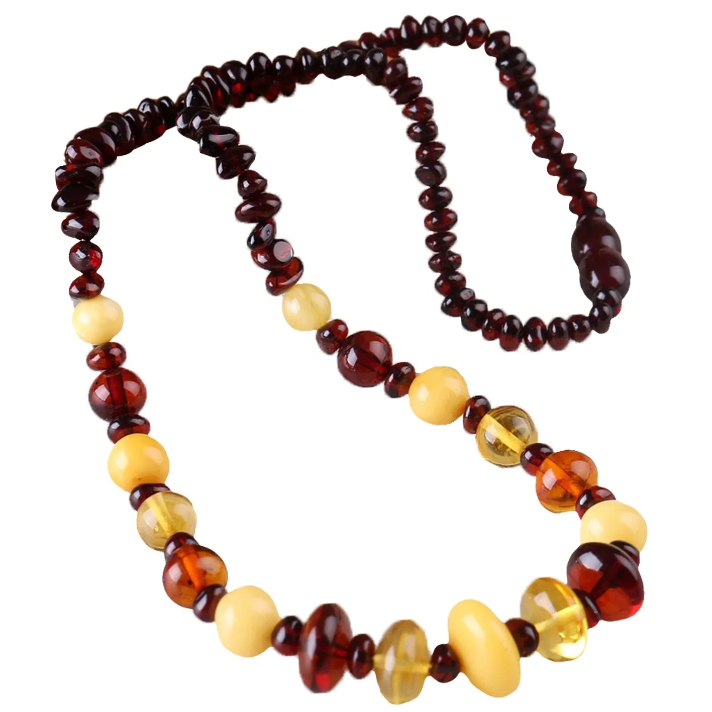 Warna-warni Amber Smooth Beads Kalung Amber Choker Alami Pikeun Salaki Unisex Hadiah 1