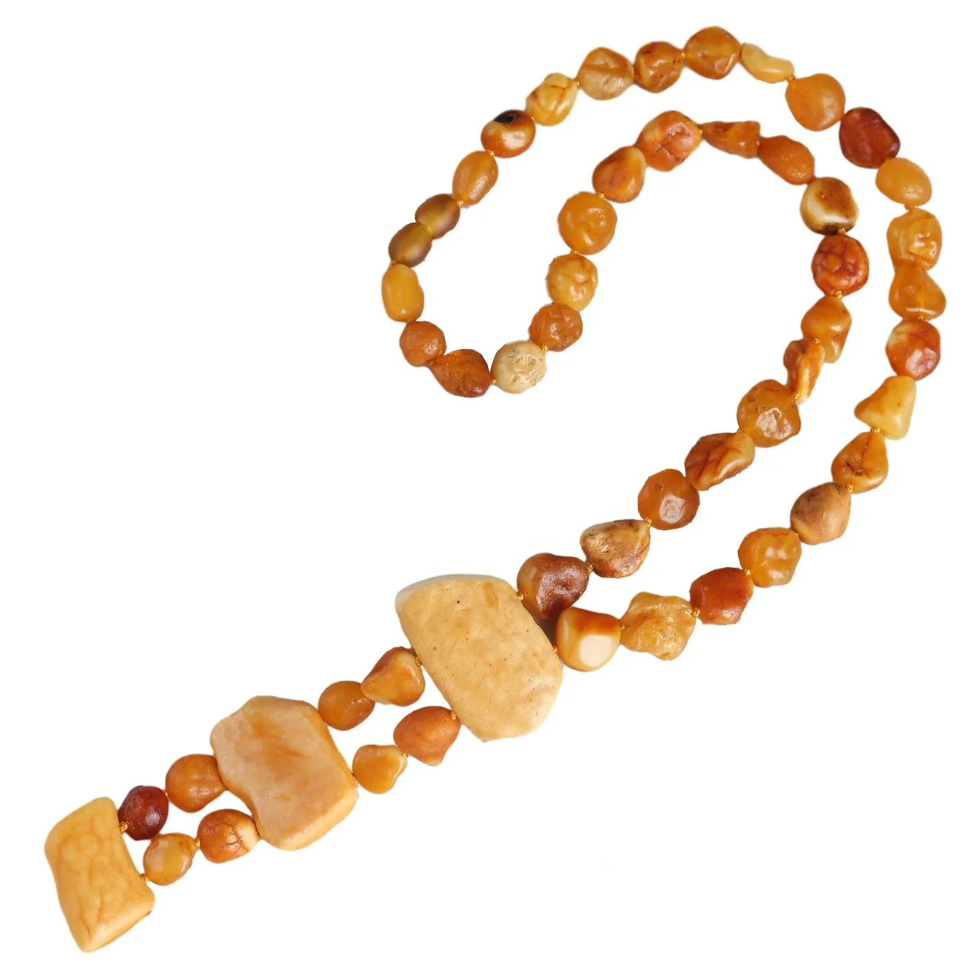 Kalung Amber Alami Untaian Pinuh 16inci Bentuk Gratis Amber Handmade Choker Hadiah Pikeun Kekasih Yoga 1