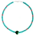 Natural Turquoise With Rhodonite And Green Tiger Eye Gemstone Pendant Necklace Handmade Choker 1