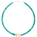 Turquoise Dabiiciga ah Kuul Jilicsan oo leh Jaalle Calcite Gemstone Pendant Handmade Choker 1