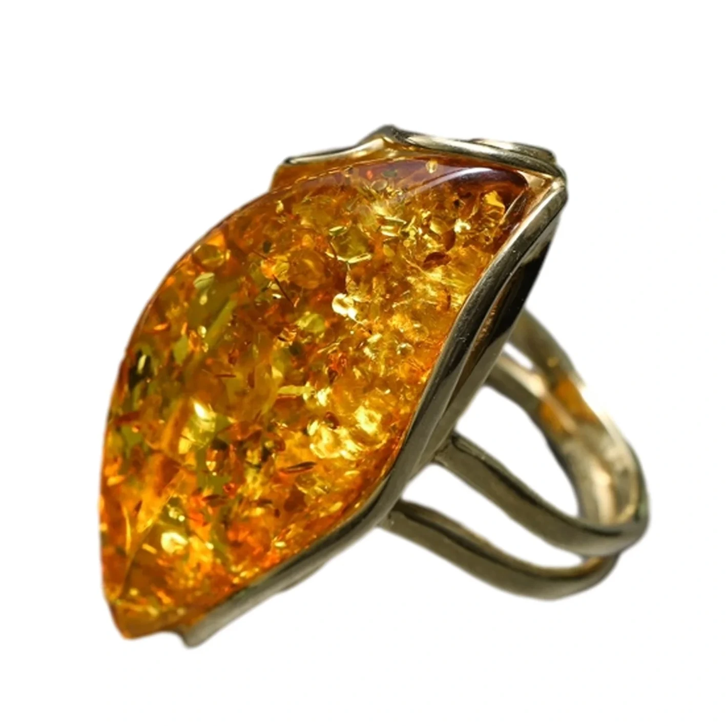 Natural Baltic Amber 925 Sterling Silver Ring Marquise Genuine Amber Ferskate 1