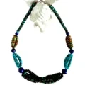 Natural Turquoise Lapis Lazuli Triple Chain Necklace Para sa Mga Lalaki at Babae Natatanging Designer Alahas Mga Regalo sa Holiday 1