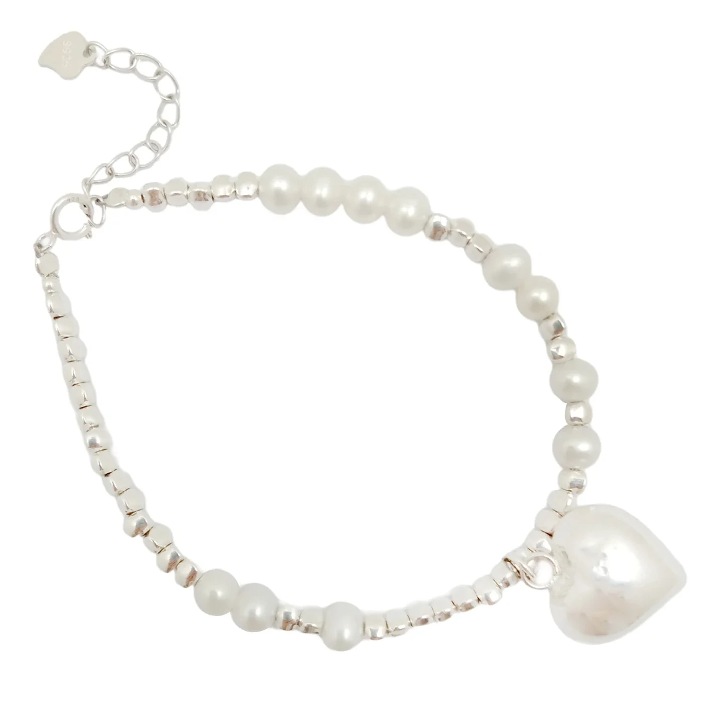 Kupee momi keʻokeʻo liʻiliʻi 925 Sterling Silver Bracelet 1