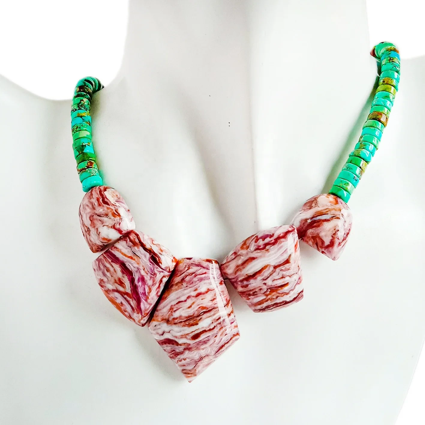 Natirèl turkwaz lanmè koki kolye pandan ete bijou Old Style Choker kado pou li 1