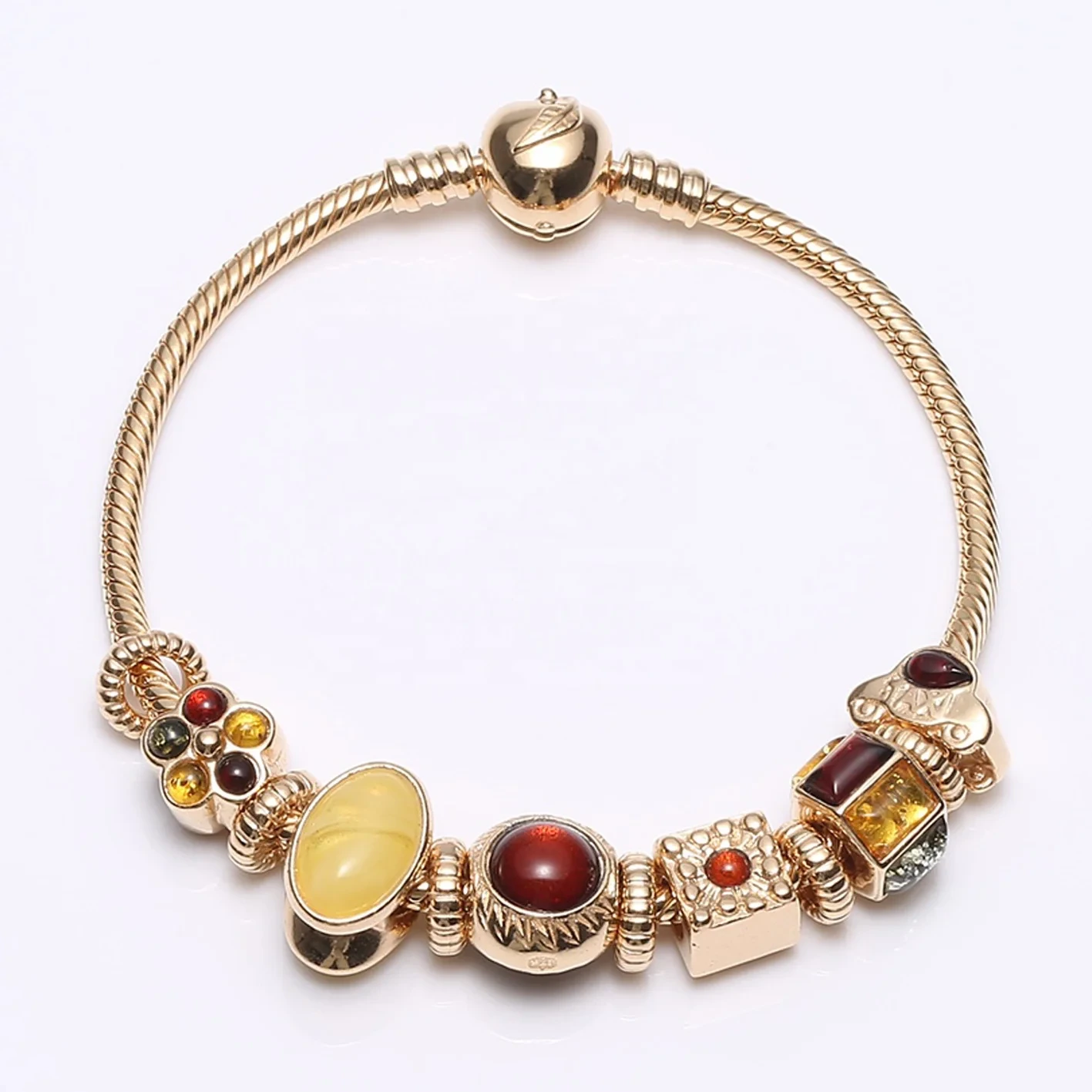 Fanomezana tonga lafatra ho azy ny Baltic Optimum Optimized Beeswax Amber Pandora Bracelet 1
