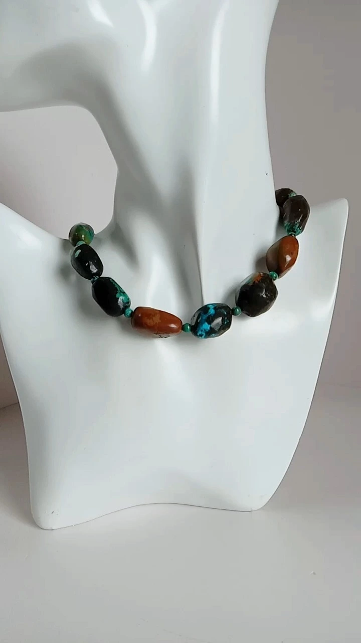 Żibeġ tondi lewn Navajo u Nuggets Sbuħija Irqad Naturali Turkważ Native American Dehbijiet Necklace Choker 20230621-09-08 1