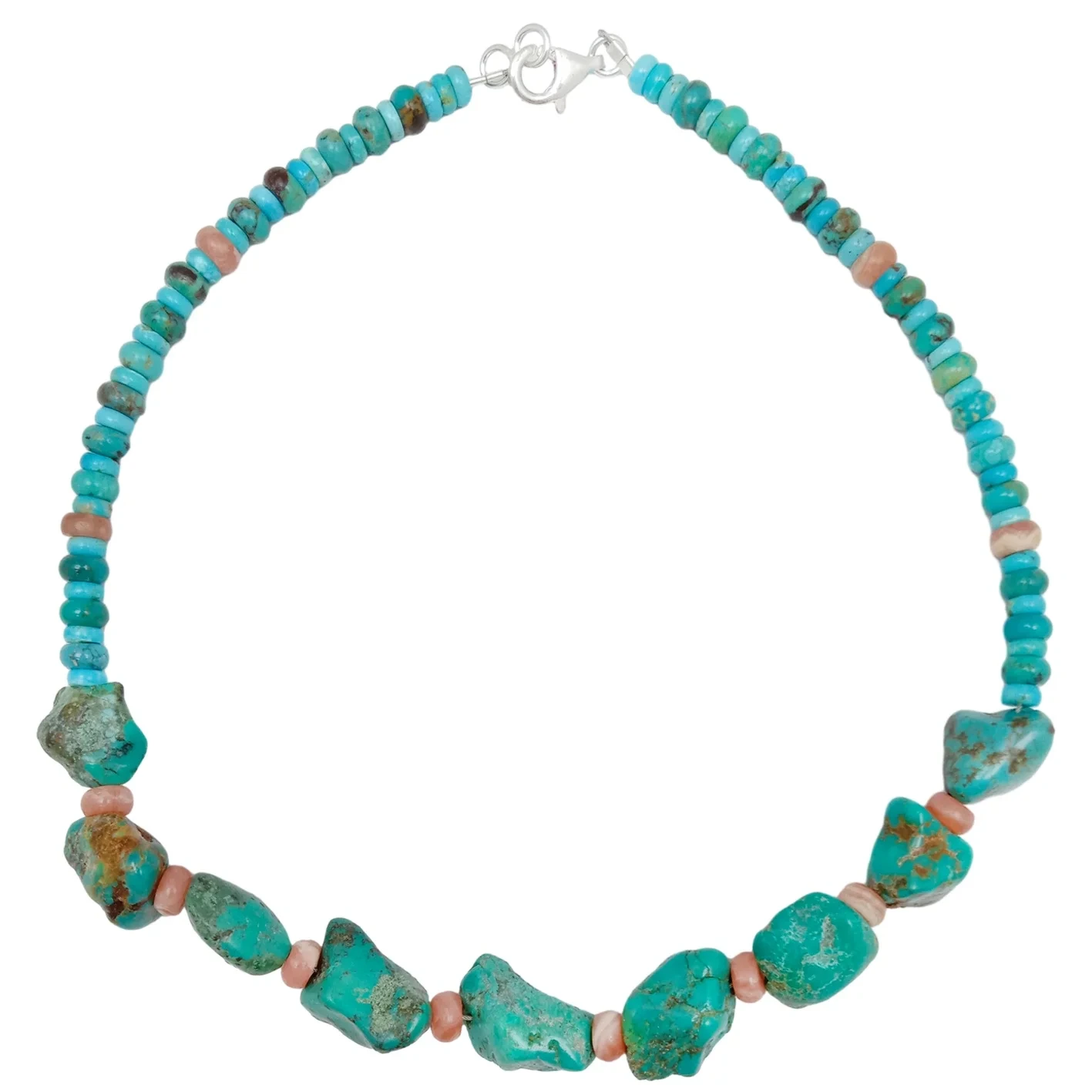 Gleiniau Crynion Turquoise Naturiol A Rhodochrosit Anrheg gadwyn adnabod ffasiynol wedi'i wneud â llaw ar gyfer cariad ioga 1