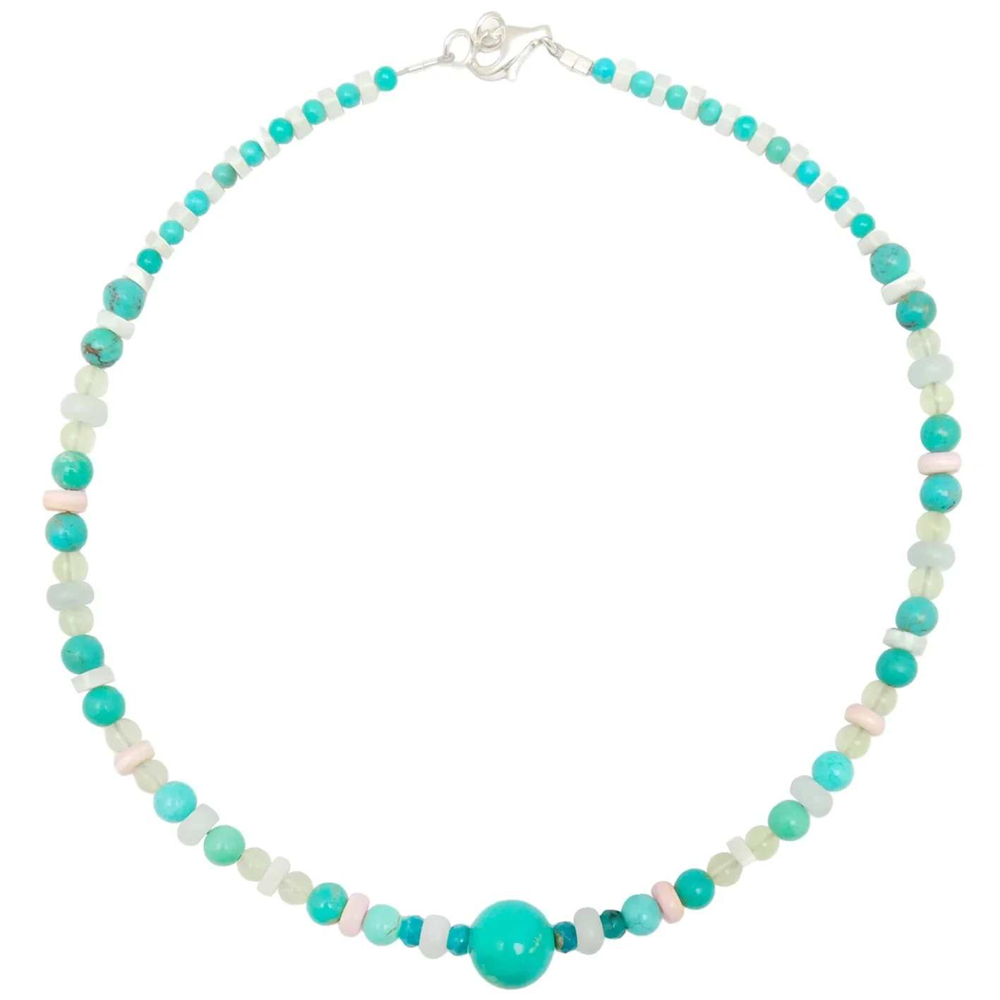 Turquoise Naturali Mop Princess Spiny Oyster Milky Blue Aquamarine Prehnite Round Beaded Wegħda Rigal għan-Nisa 1