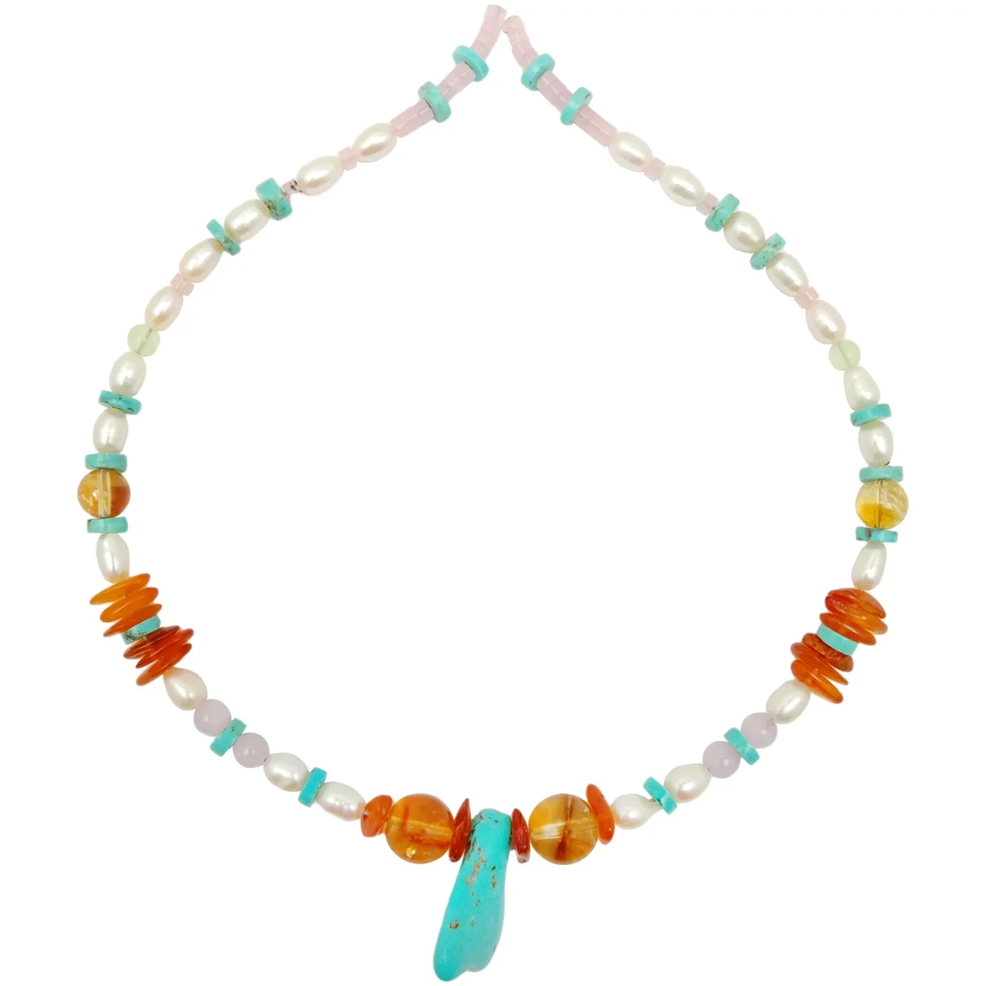 Halitta Turquoise Citrine Gimbiya Spiny Oyster Rose Quartz Lu'u-lu'u Amber Tare da Kayan Wuta na Gemstone Na yau da kullun 1